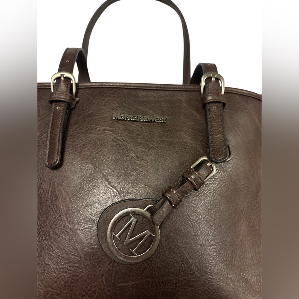 Montana West Dark Brown Leather Tote - Picture 3 of 6